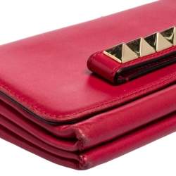 مملوكة مسبقًا حقيبة كلتش فالنتينو فا فا فوم روكستد جلد فوشيا بسلسلة 