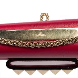 مملوكة مسبقًا حقيبة كلتش فالنتينو فا فا فوم روكستد جلد فوشيا بسلسلة 