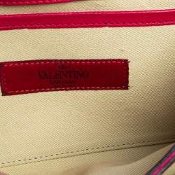 مملوكة مسبقًا حقيبة كلتش فالنتينو فا فا فوم روكستد جلد فوشيا بسلسلة 