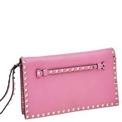 Pre Owned Valentino Pink Leather Rockstud Clutch
