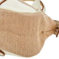 Valentino Cream/Beige Fabric And Leather VLogo Flap Shoulder Bag