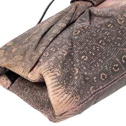 Pre Owned Valentino Pink/Black Lizard Bow Clutch