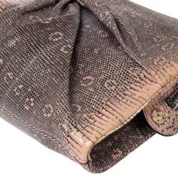 Pre Owned Valentino Pink/Black Lizard Bow Clutch