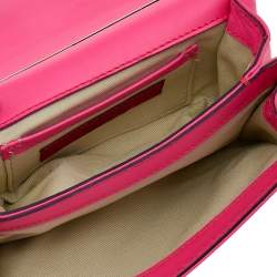 Pre Owned Valentino Hot Pink Leather Mini Rockstud Va Va Voom Chain Crossbody Bag