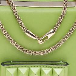 Pre Owned Valentino Green Leather Rockstud Va Va Voom Chain Clutch