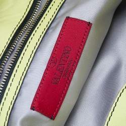 Pre Owned Valentino Neon Green Leather Crystal Catch Shoulder Bag