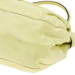 Pre Owned Valentino Neon Green Leather Crystal Catch Shoulder Bag