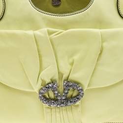 Pre Owned Valentino Neon Green Leather Crystal Catch Shoulder Bag