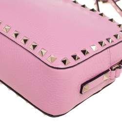 Valentino Pink Leather Rockstud Camera Crossbody Bag