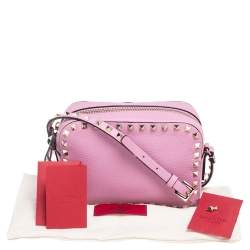 Valentino Pink Leather Rockstud Camera Crossbody Bag