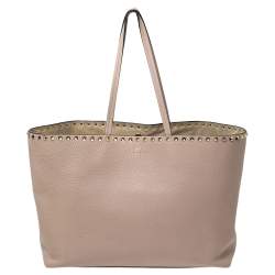Valentino Pink Leather Rockstud Shopper Tote