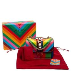 مملوكة مسبقًا Valentino Multicolour Leather Mini Glam Lock Shoulder Bag