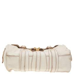 Pre Owned Valentino Cream Leather VLogo Flap Satchel