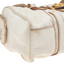 Pre Owned Valentino Cream Leather VLogo Flap Satchel