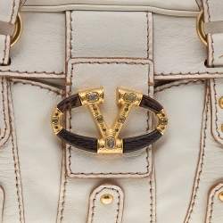 Pre Owned Valentino Cream Leather VLogo Flap Satchel
