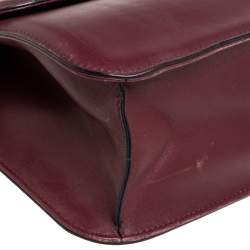 Pre Owned Valentino Burgundy Leather XL Rockstud Glam Lock Shoulder Bag