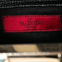 مملوكة مسبقًا حقيبة يد توتس فالنتينو ترابيز روكستد جلد أسود منقوش