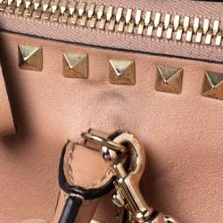 Pre Owned Valentino Dusty Pink Leather Rockstud Zip Satchel