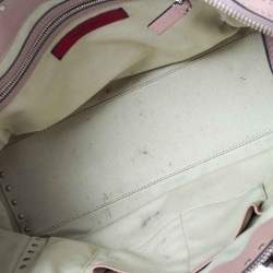 Pre Owned Valentino Dusty Pink Leather Rockstud Zip Satchel
