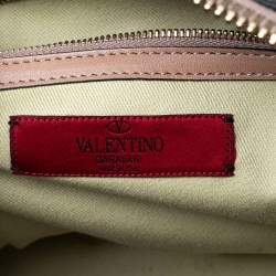 Pre Owned Valentino Dusty Pink Leather Rockstud Zip Satchel