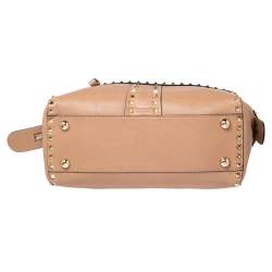 Pre Owned Valentino Dusty Pink Leather Rockstud Zip Satchel