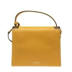 Pre Owned حقيبة بيد علوية فالنتينو ماي روكستد جلد أصفر
