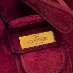 Pre Owned Valentino Burgundy Suede Braided Handle Satchel