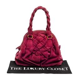 Pre Owned Valentino Burgundy Suede Braided Handle Satchel