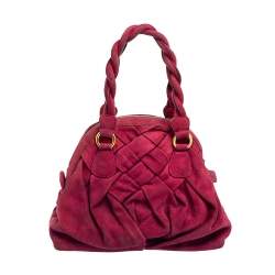 Pre Owned Valentino Burgundy Suede Braided Handle Satchel
