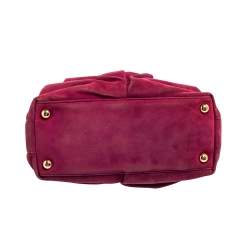 Pre Owned Valentino Burgundy Suede Braided Handle Satchel