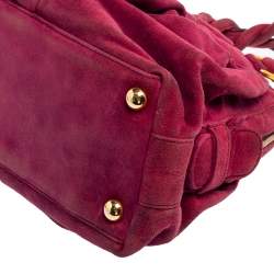 Pre Owned Valentino Burgundy Suede Braided Handle Satchel