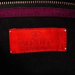 Pre Owned Valentino Burgundy Suede Braided Handle Satchel
