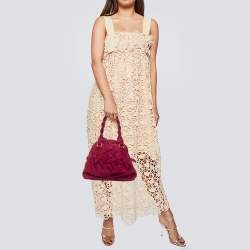Pre Owned Valentino Burgundy Suede Braided Handle Satchel