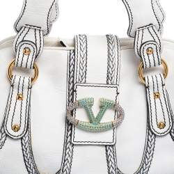 Pre Owned Valentino White Leather Catch Satchel