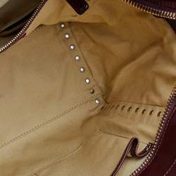 Pre Owned Valentino Burgundy Textured Leather Rockstud Trapeze Tote