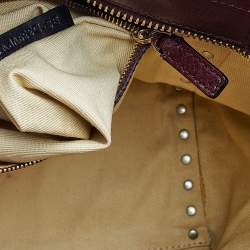 Pre Owned Valentino Burgundy Textured Leather Rockstud Trapeze Tote