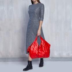 Pre Owned Valentino Red Leather Nuage Bow Hobo