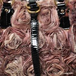 Pre Owned Valentino Multicolor Patent Leather And Silk Organza Rosier Tote
