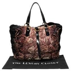Pre Owned Valentino Multicolor Patent Leather And Silk Organza Rosier Tote