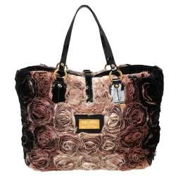 Pre Owned Valentino Multicolor Patent Leather And Silk Organza Rosier Tote