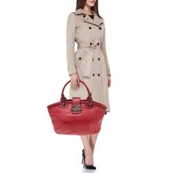 Pre Owned  Valentino Burgundy Leather Crystal Jeweled V-logo Satchel