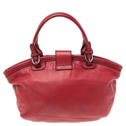Pre Owned  Valentino Burgundy Leather Crystal Jeweled V-logo Satchel