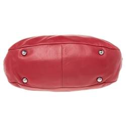 Pre Owned  Valentino Burgundy Leather Crystal Jeweled V-logo Satchel