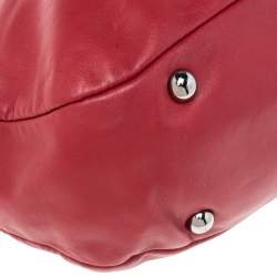 Pre Owned  Valentino Burgundy Leather Crystal Jeweled V-logo Satchel