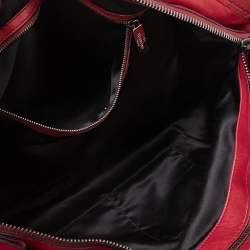 Pre Owned  Valentino Burgundy Leather Crystal Jeweled V-logo Satchel