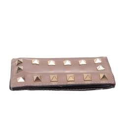 Pre Owned Valentino Dusty Pink Leather Rockstud Card Holder