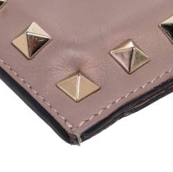 Pre Owned Valentino Dusty Pink Leather Rockstud Card Holder