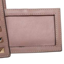 Pre Owned Valentino Dusty Pink Leather Rockstud Card Holder