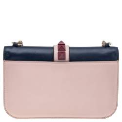 مملوكة مسبقًا Valentino Tri Color Leather Rockstud Medium Glam Lock Flap Bag