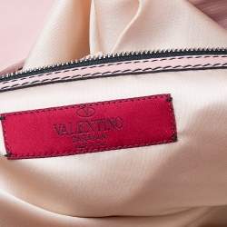 Pre Owned Valentino Beige/Pink Jute And Leather Satchel